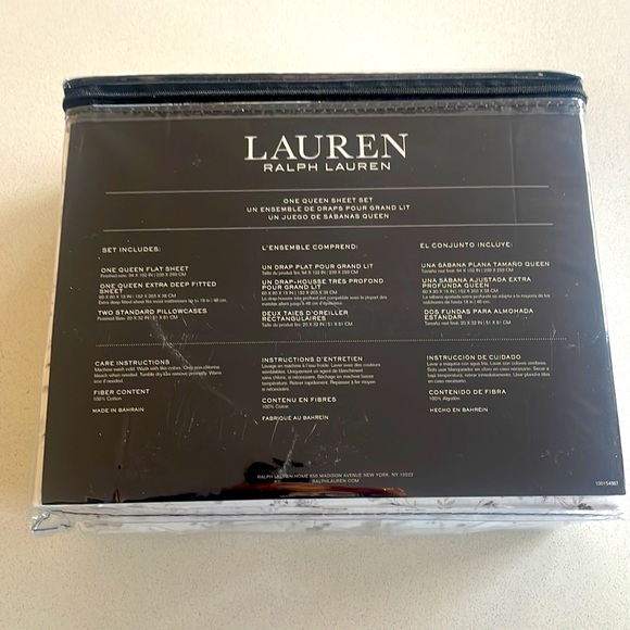 New Ralph Lauren Queen Sheet Set Color White/Tope/Gray Floral Print 100% Cotton - Picture 3 of 3